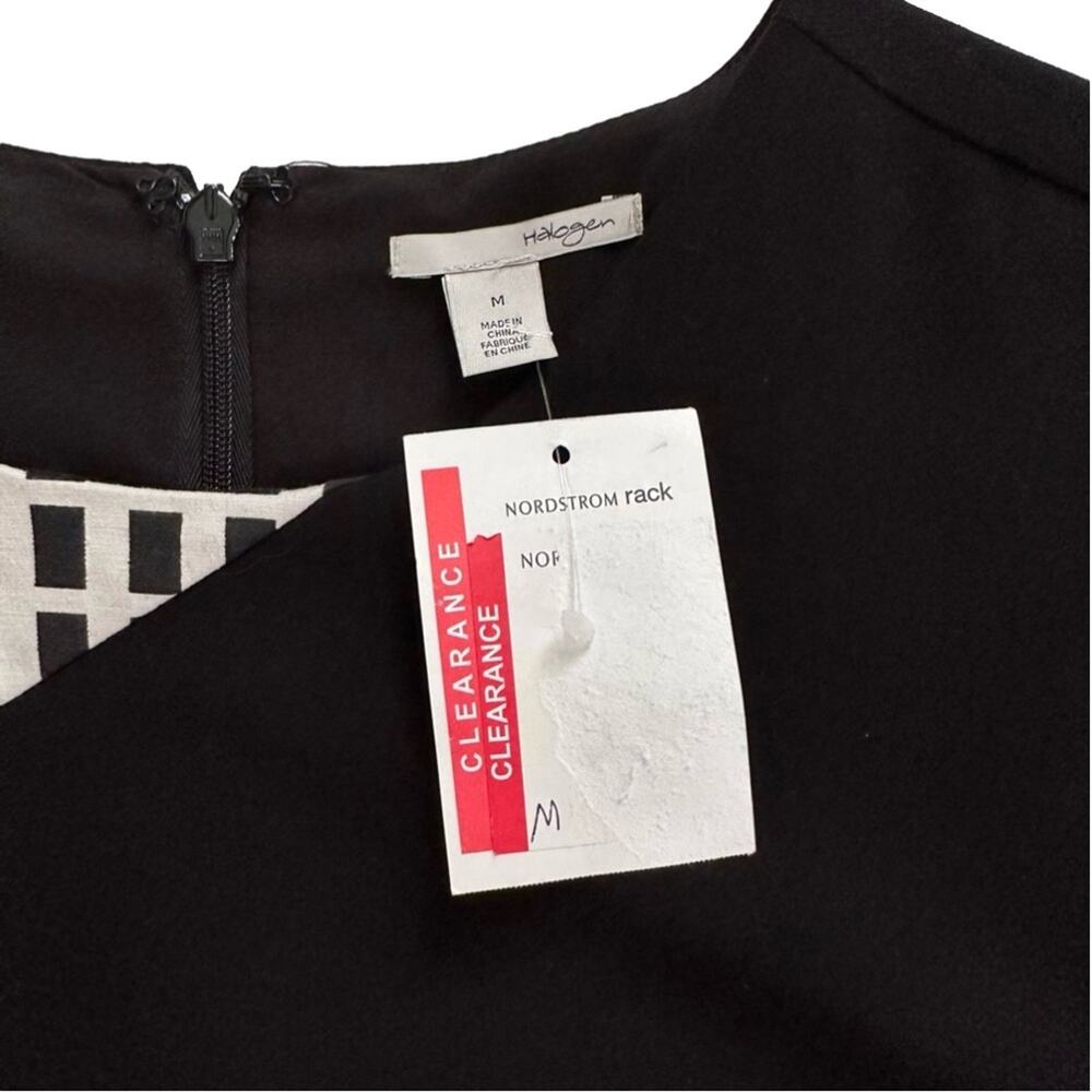 Halogen Dress Black White Checked Crew Neck Sleeveless Business Casual Small NEW - Picture 2 of 11